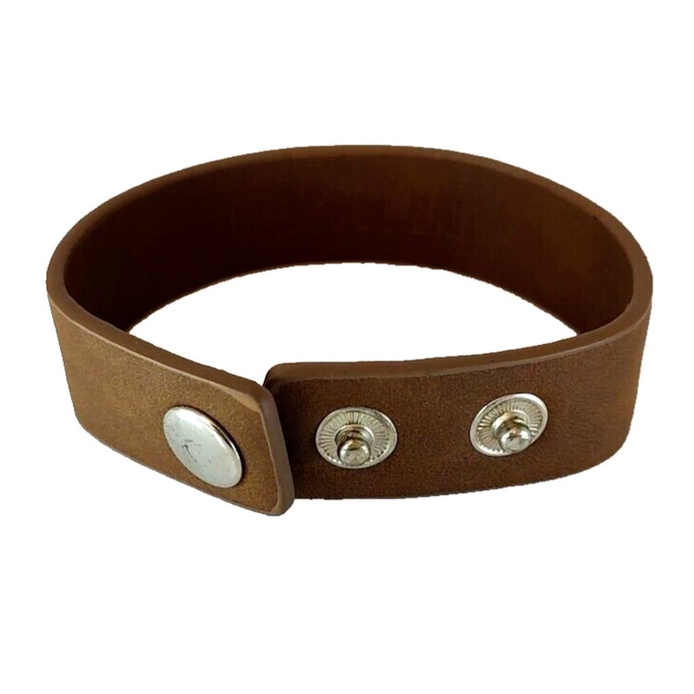 Ganz "One Cool Dad" Stamped Brown Beige Leather Snap-On Bracelet 8.5" or 7.5"